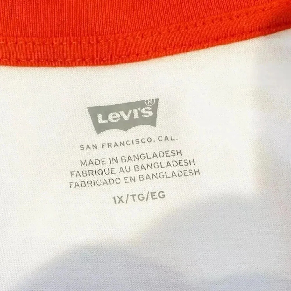 NWT LEVI'S Women Short Sleeve Pullover Round High Neck White Cropped Top Sz 1X - Picture 9 of 9